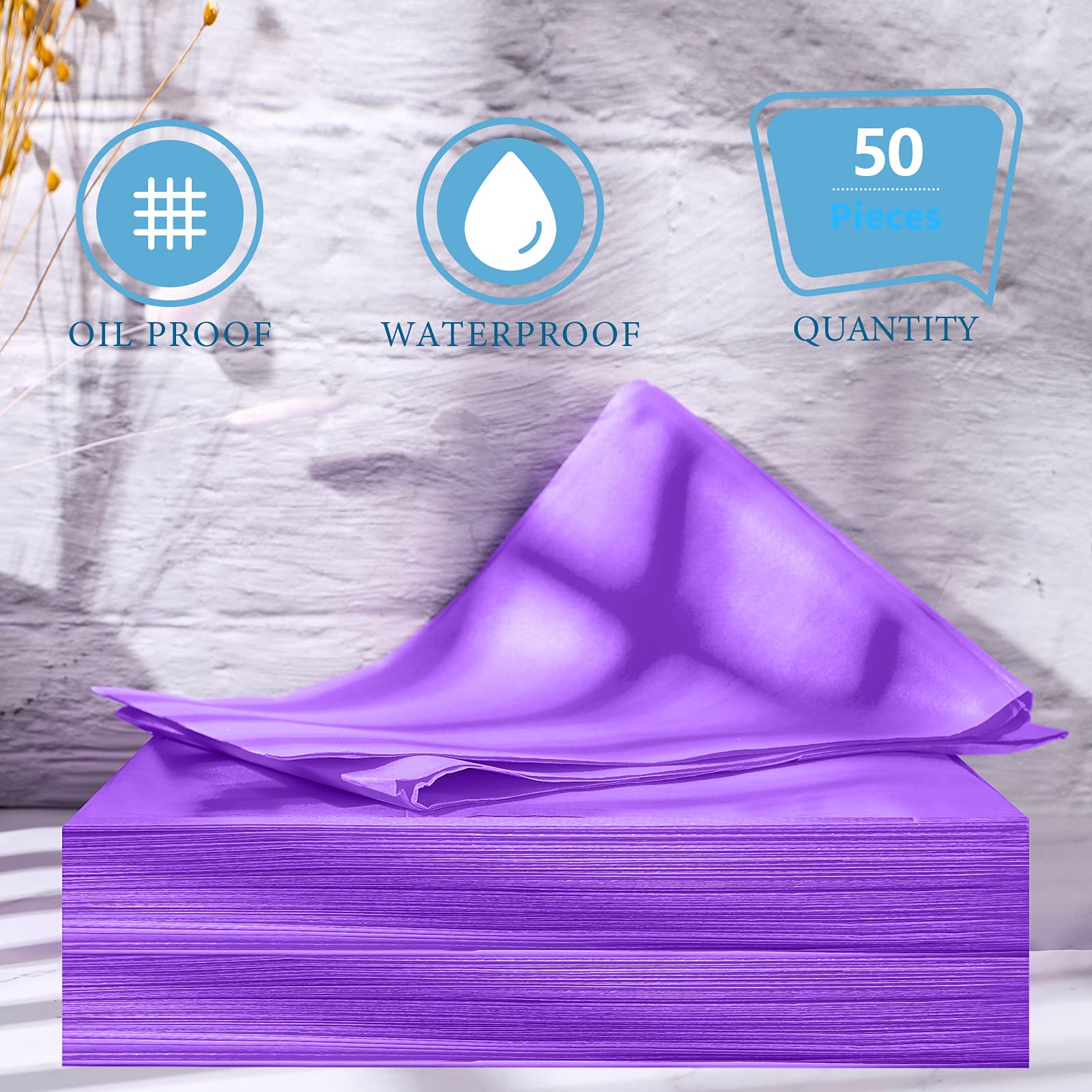 50 piezas de sábanas desechables impermeable cama cubierta de masaje tabla hoja no tejida para spa, salón de belleza, hoteles (púrpura)