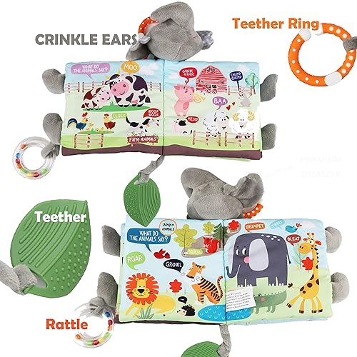 Miniatura 50 de Libro de juguete para bebé, libros arrugados de tela suave para bebés con mordedor, juguetes para bebés de 0-3-6-12-18 meses, regalos de baby