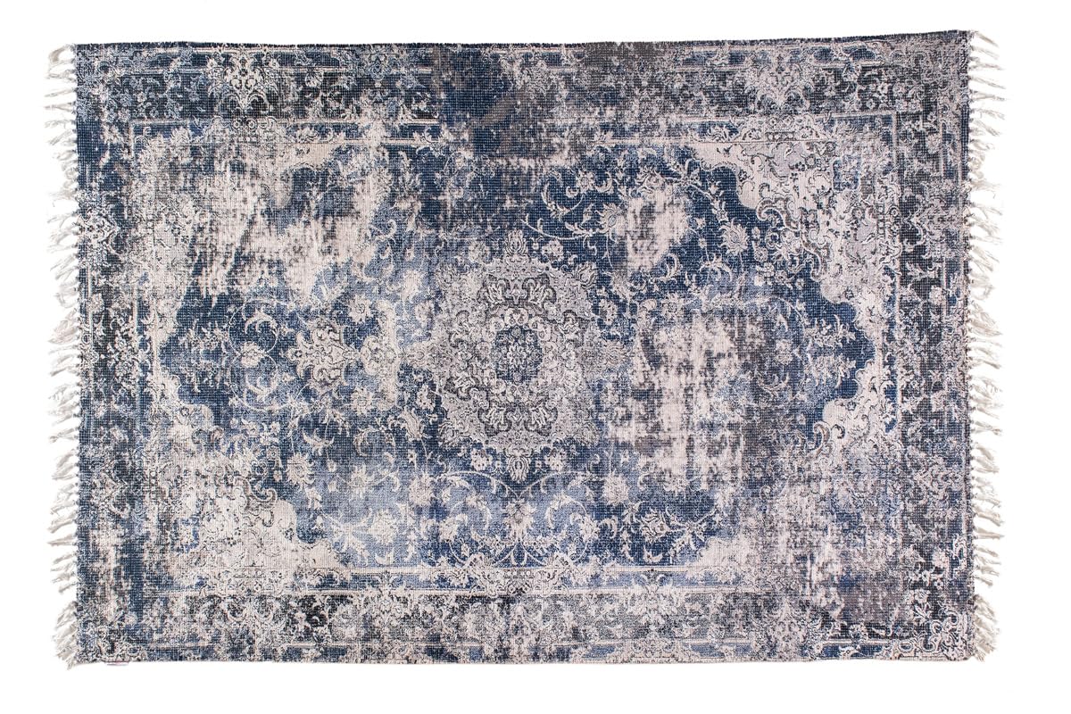 Jute & Co. Tappeto moderno effetto vintage in cotone e polyestere Stampato, lavabile in lavatrice, elegante e di qualità (70x140)