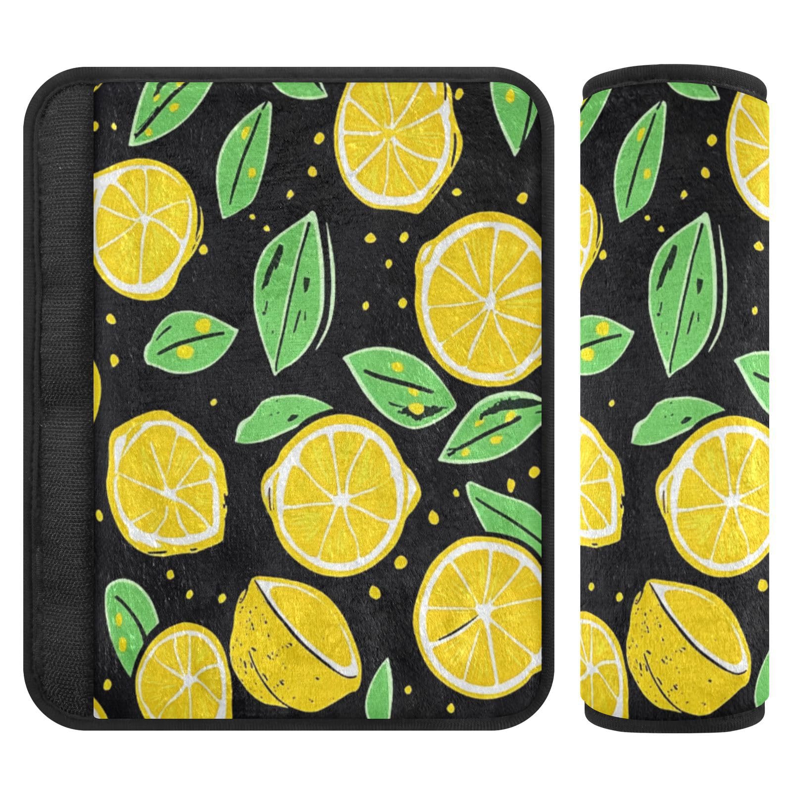 Seat Belt Covers 2 Pack Lemon Yellow Car Seat Strap Covers Super Soft Green Car Seat Neck Cover for Boys Girls Adults Babies M