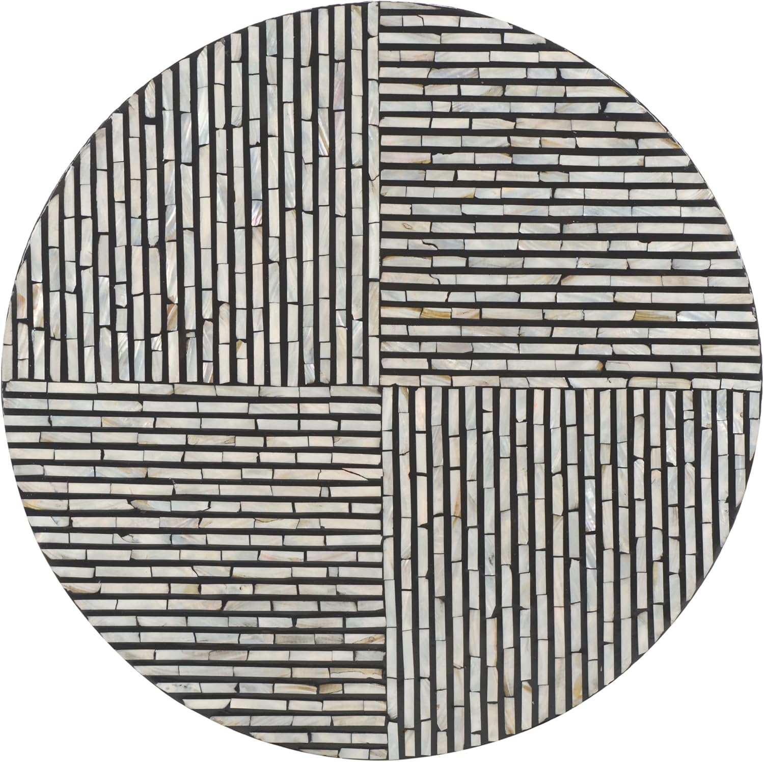 SAFAVIEH Home Collection Hamza Black Mother of Pearl Round Coffee Table (Fully Assembled)