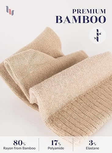 Vista 60 de Hugh Ugoli Calcetines para diabéticos para hombre, calcetines tobilleros sueltos, bambú, extra anchos, finos, sin costuras, parte superior no 17