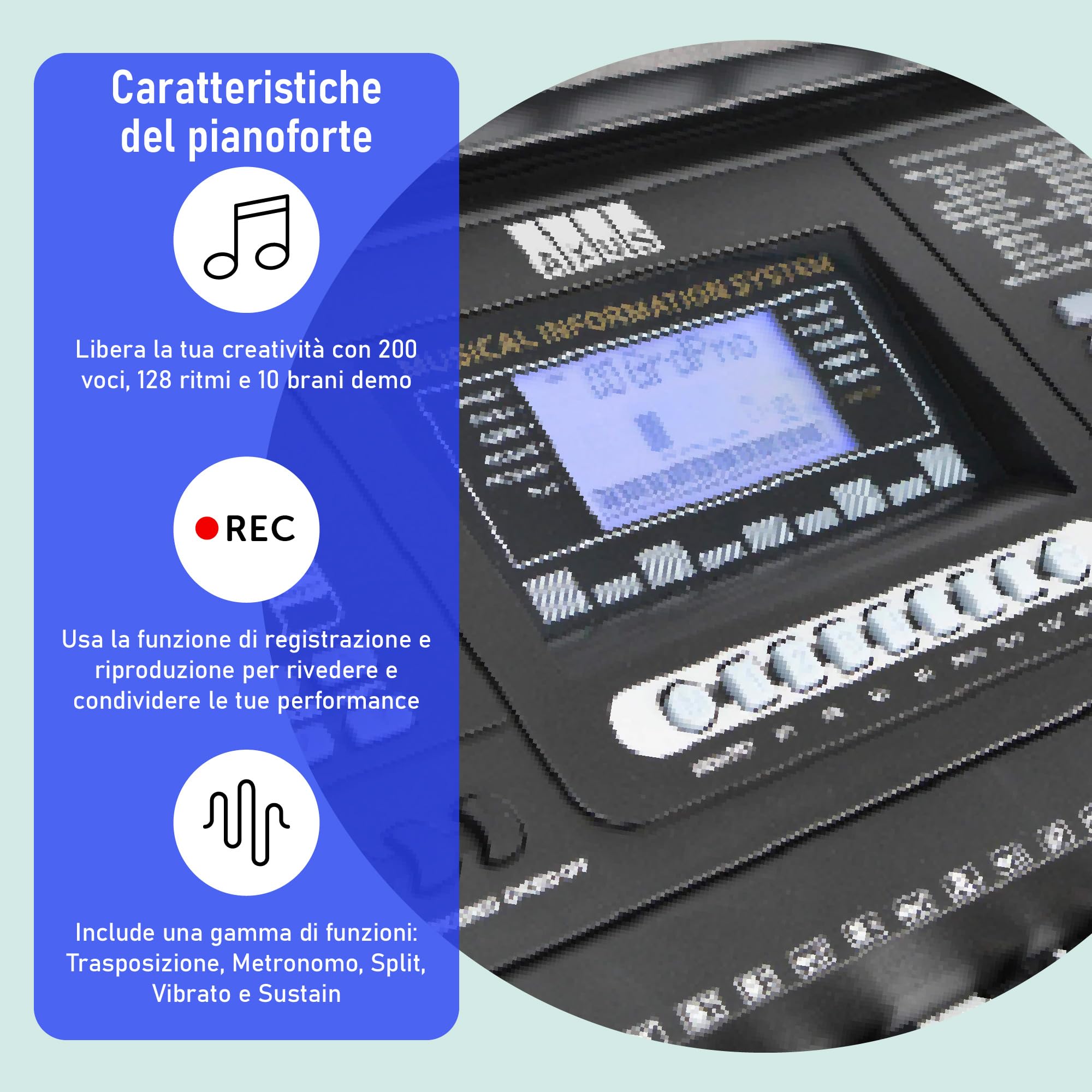 Axus AXP2PK Pacchetto Tastiera Elettronica Sensibile Al Tocco Per Principianti A 61 Tasti Per Studenti Con Supporto, Sgabello, Cuffie, Alimentatore E Leggio, Nero