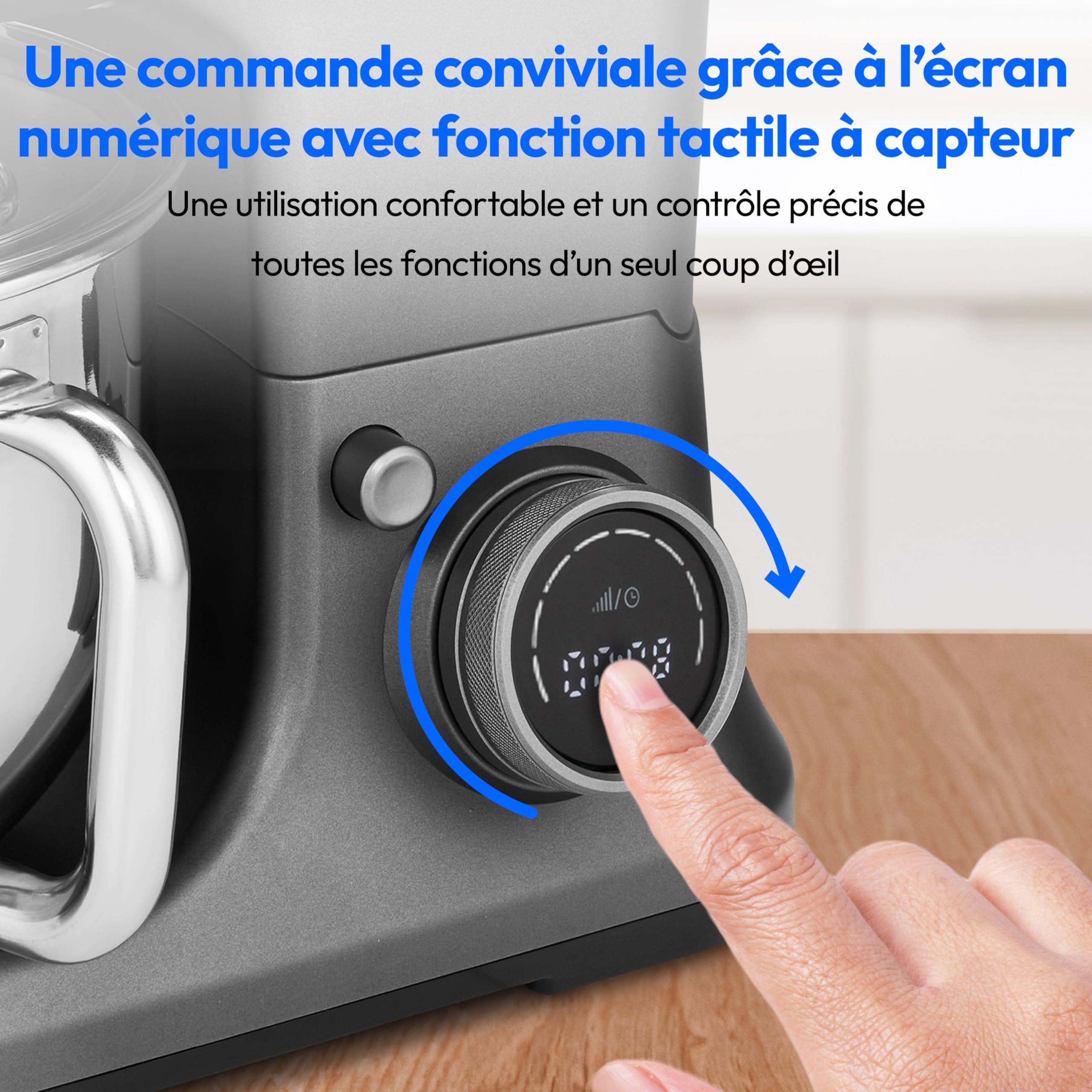 MEDION Robot de cuisine (1 200 watts, 8 vitesses, mélanger pétrir remuer, écran digital, bol en inox de 5 litres, bol à glace pour la préparation de glace, MD18420) Anthracite