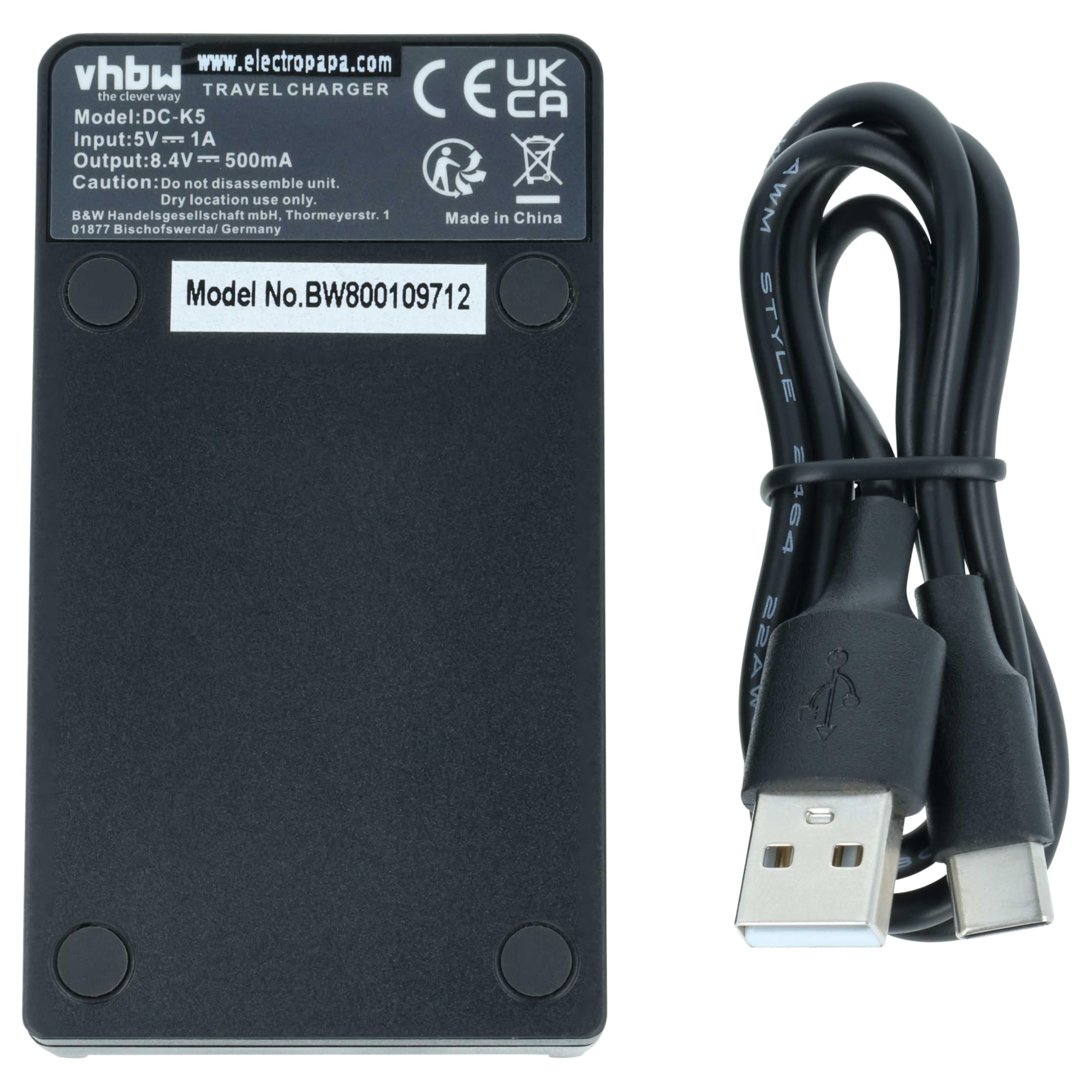vhbw Chargeur USB-C Compatible avec Sony GV-D200, GV-D800, HDR-AX2000E, GV-A500E, GV-D1000, HDR-AX2000 caméra + câble USB-C + témoin de Charge