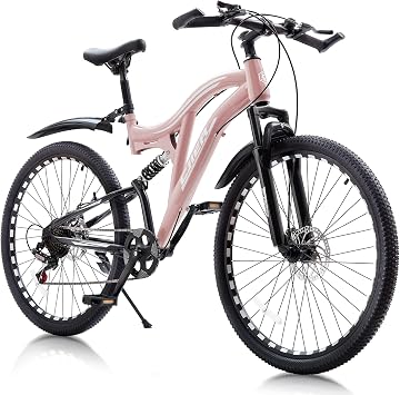 DEYGIA 20/24 inch Mountain Bike for Boys and Girls, Kids Mountain Bike with Dual Full Suspension, 7-Speed Drivetrain, Dual Disc Brake, High-Carbon Steel Frame, Kids Bicycle for Outdoor Adventure
