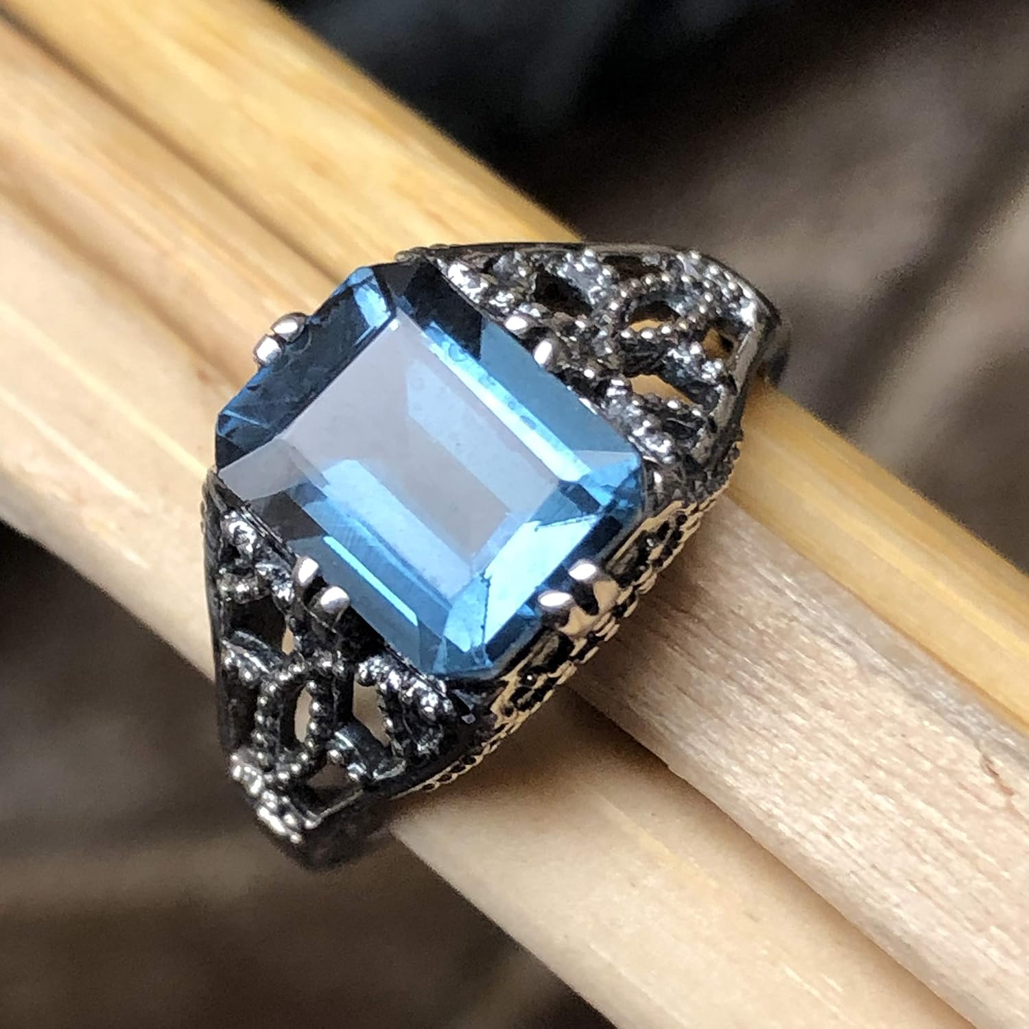 Natural 2ct London Blue Topaz 925 Sterling Silver Engagement Ring Size 6, 7, 8, 9