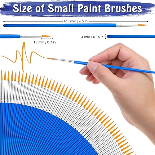 Miniatura 14 de anezus - 100 pinceles de pintura pequeños a granel, pincel acrílico superior plano para el aula para niños, mini pinceles de pintura para retoque