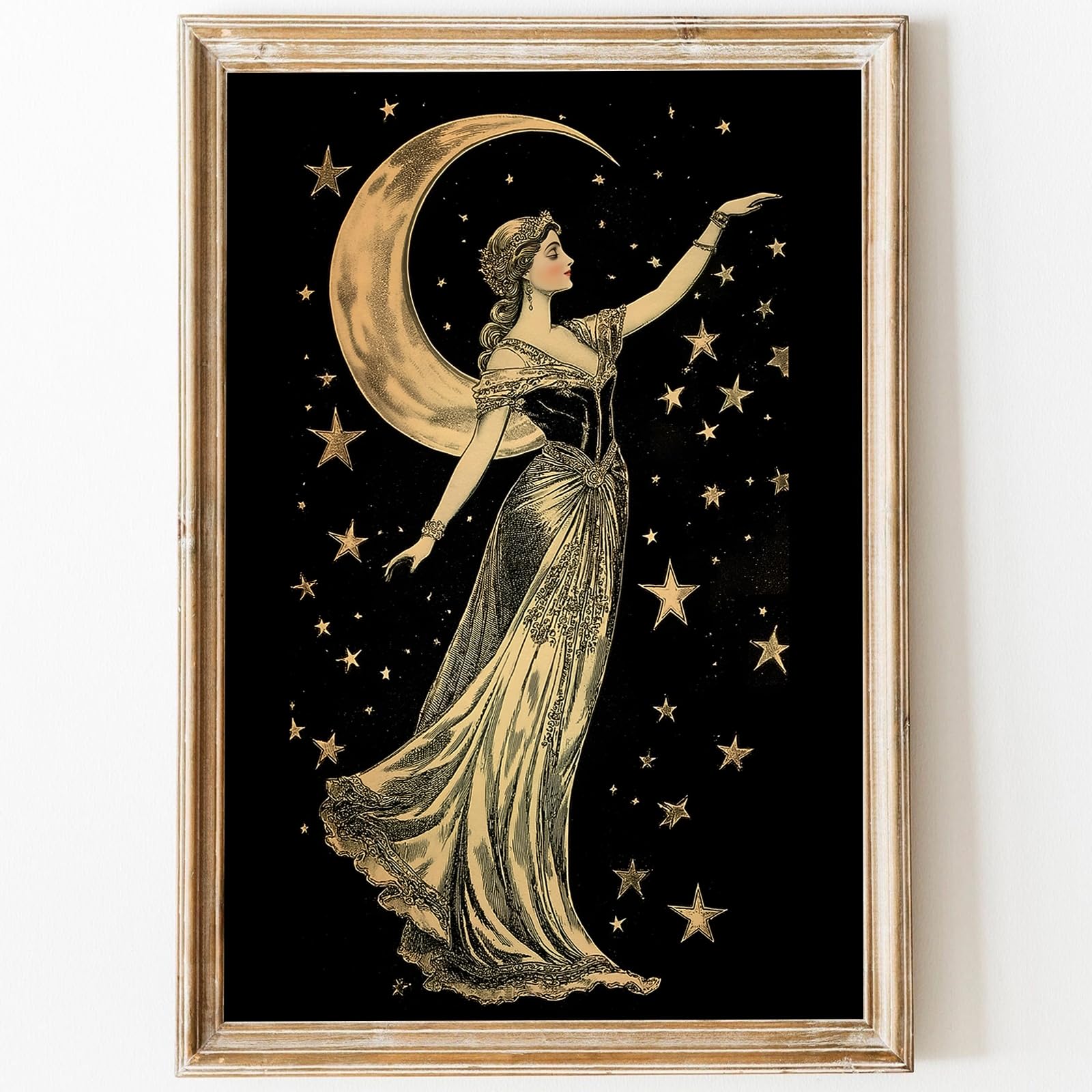 Amazon.com: Moon Goddess Wall Art Vintage Woman Canvas Moody Moon