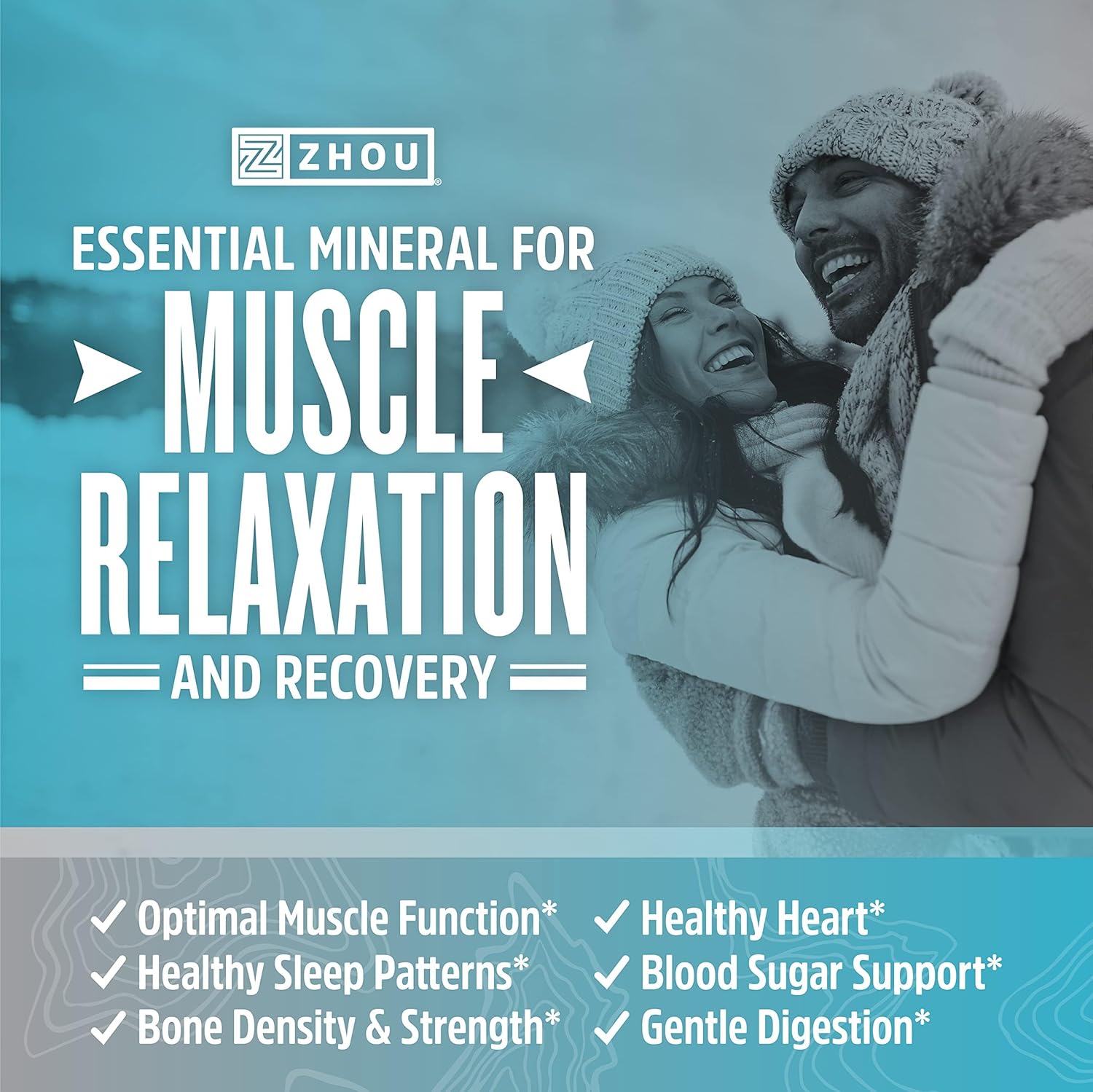 Zhou Magnesium Glycinate - Pure Mag Glycenate Supplement for Men & Women, Natural Sleep Aid, Heart Health Support, Muscle Relaxation & Vitality - 180 Vegan Friendly Capsules