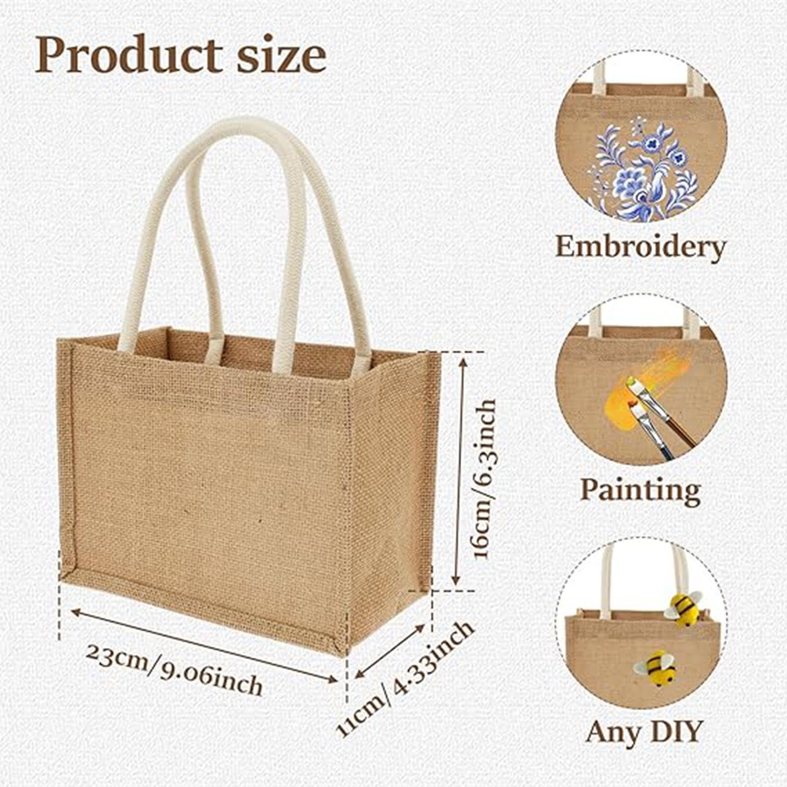 Bolsa De Yute Reutilizable 8 Piezas 23 x 11 x 16 cm Multifuncionales y de