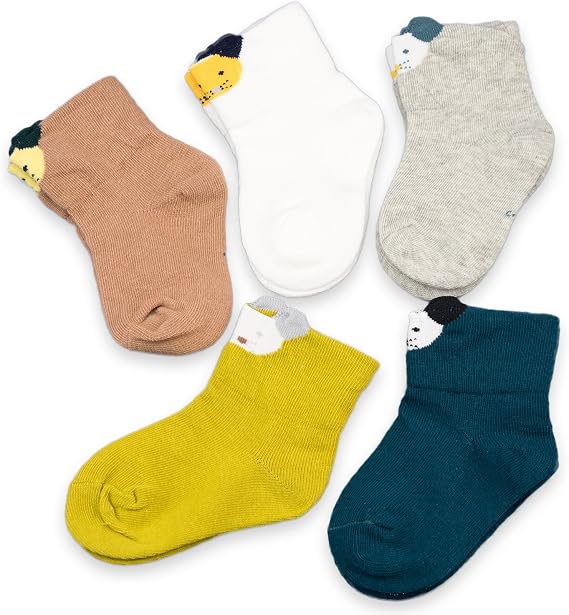CoCoCute Baby Socks 5 Pairs Toddler Socks Infant Socks Cartoon Pattern Girls Boys Cotton Socks (XS(0-12M), Dog-5 pairs): Buy Online at Best Price in UAE