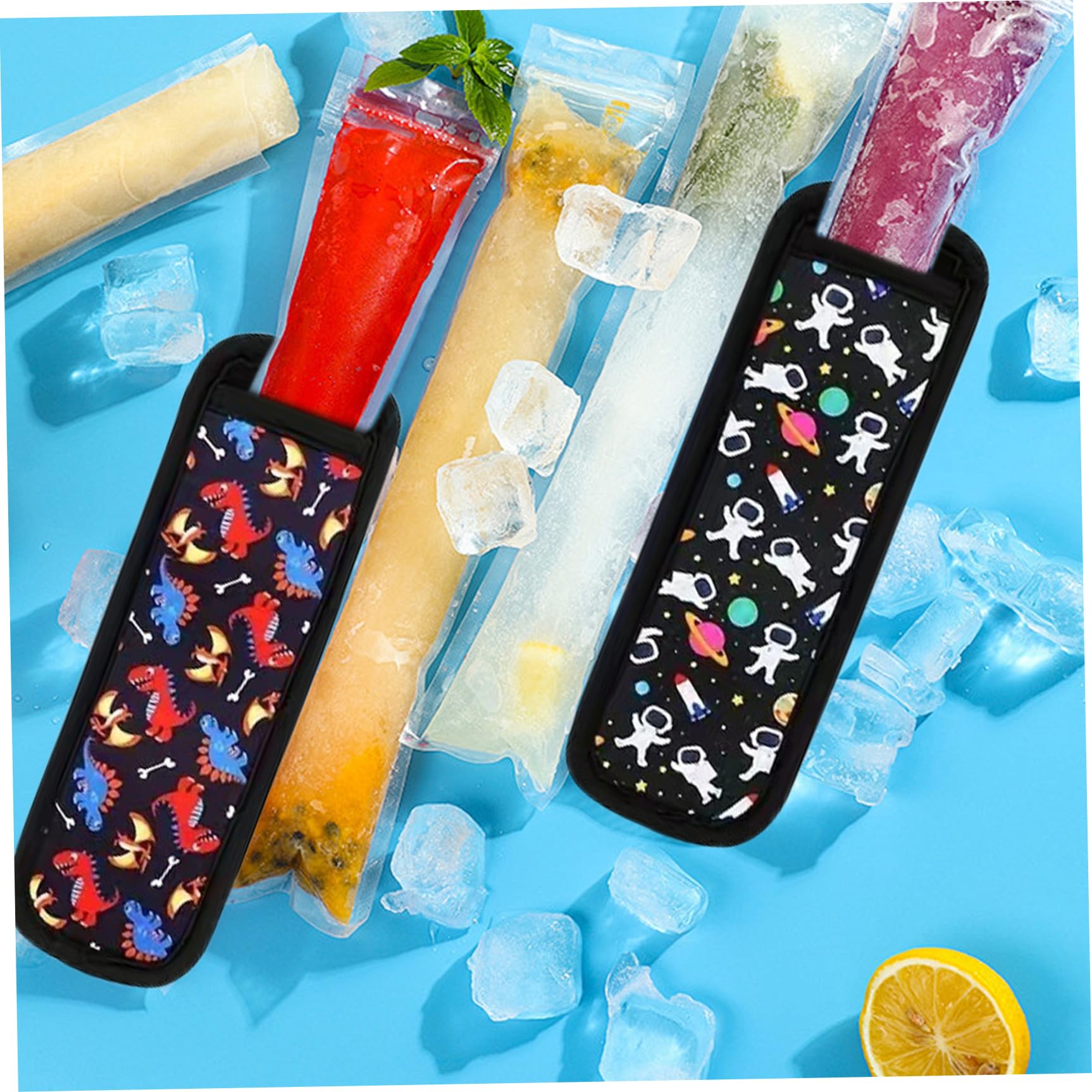 5-Pack Reusable Ice Pop Sleeves - Washable Popsicle Holders For Kids, Colorful Anti-Freezing Covers, 6.1" X 2.36"