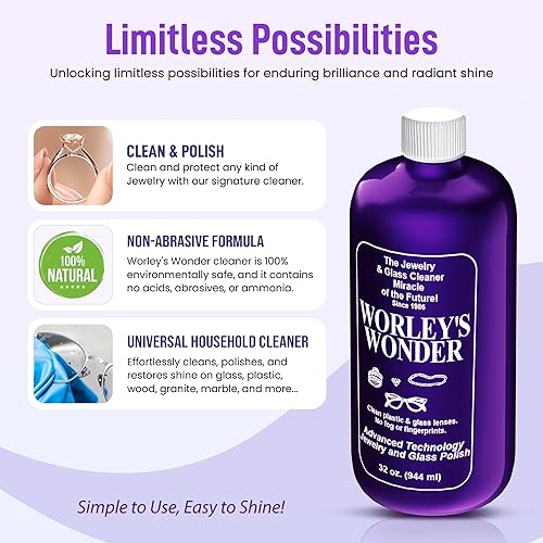 Miniatura 4 de Worley's Wonder Limpiador de joyas y vidrios  Spray limpiador de joyas para oro, plata, diamantes, piedras preciosas, vidrio, mármol, electrónica