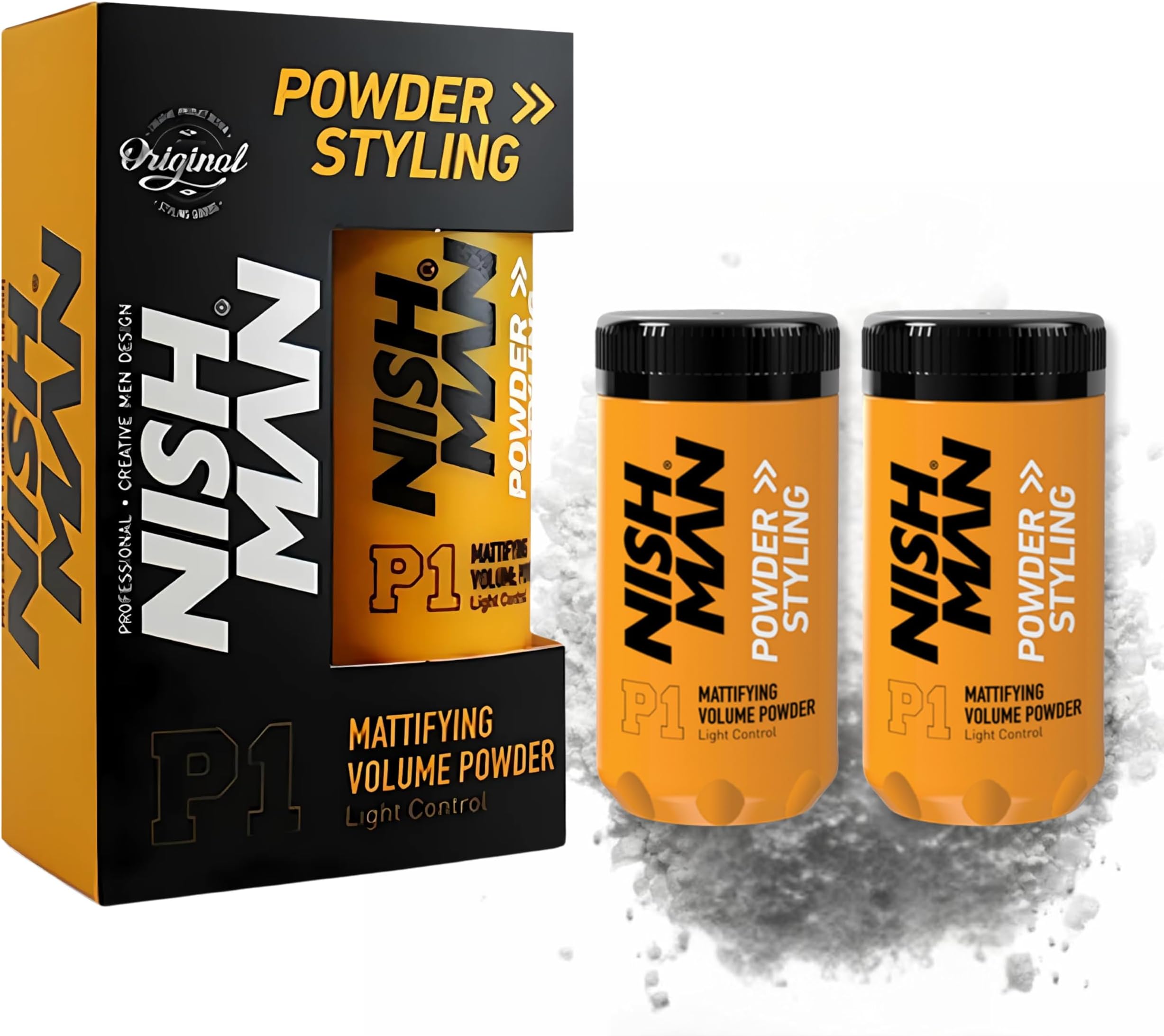 NISHMAN Hair Volume Powder P1, 20 gr (2 PACK) | Light Control | Natural Matte Look | Hair Styling Powder Men | Hair Texture Powder Wax | Texturising, Volumising Hair Powder Men
