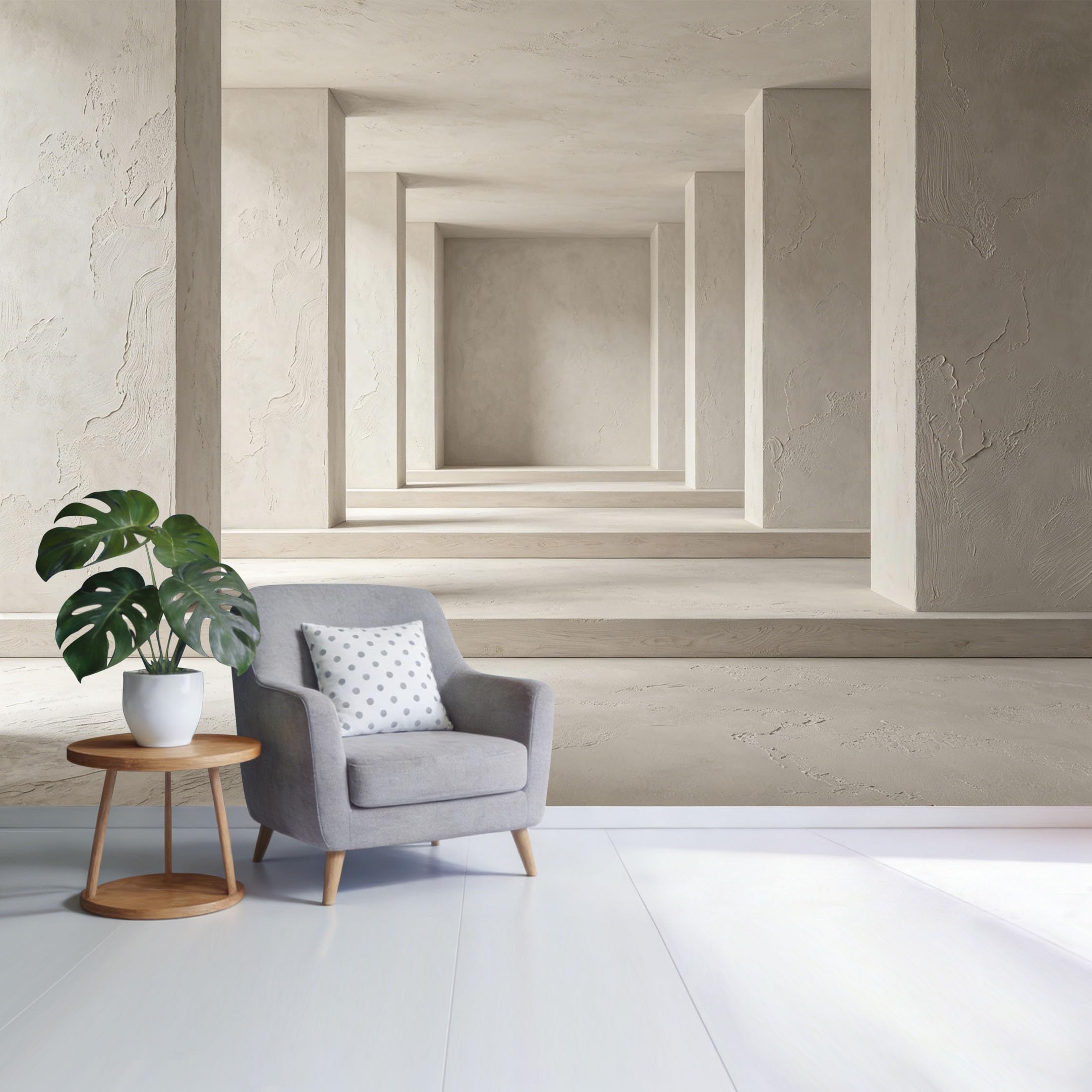 Custom Size Wall Mural Minimalist 3D Concrete Corridor Depth Perspective Modern Architectural Texture SelfAdhesive Wall Fabric Removable Wallpaper for Home Office Decor