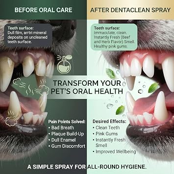 Dentaclean Spray for Dogs & Cats, Paw Guardian Dental Spray, Natural No-Brush Oral Care, Freshens Breath, Tartar Remover & Supports Gum Health, Pet Denta Clean Spray, 100ml