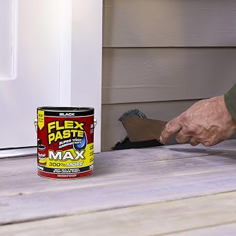 Flex Paste, Waterproof Paintable Putty, Spackle Sealant, Fill Gaps Cracks Holes - Block Out Water and Air - UV Resistant - Walls, Drywall, EPDM, Concrete, Roof, RV Repairs, Black, MAX