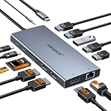 Amazon product image of USB C Docking Station Dual Monitor, ABIWAZY 15 in 1 Laptop Docking Station | 8K DP, Dual HDMI 4K@60Hz, 1Gbps Ethernet, 100W PD, Screen Button, USB-C Data Ports&SD/Micro SD, USB C Hub for HP/Delll/Lenovo
