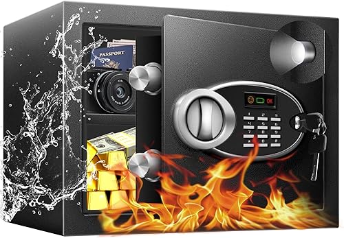 Caja de seguridad de 1.8 pies cúbicos con impermeable ignífugo para documentos, caja fuerte personal de seguridad de acero con teclado electrónico