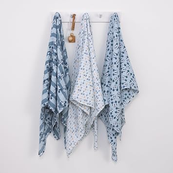 Disney Mickey Mouse 3 Piece Muslin Swaddle Baby Blanket Set