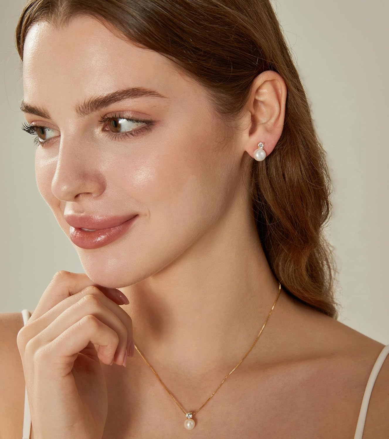 Pearl Earrings,6mm/8mm/10mm Gold/Silver Pearl Stud Earrings for Women Dainty 14K Gold CZ Diamond Earring Trendy Hypoallergenic Wedding Earring for Women Bridesmaid Gift - Image 3