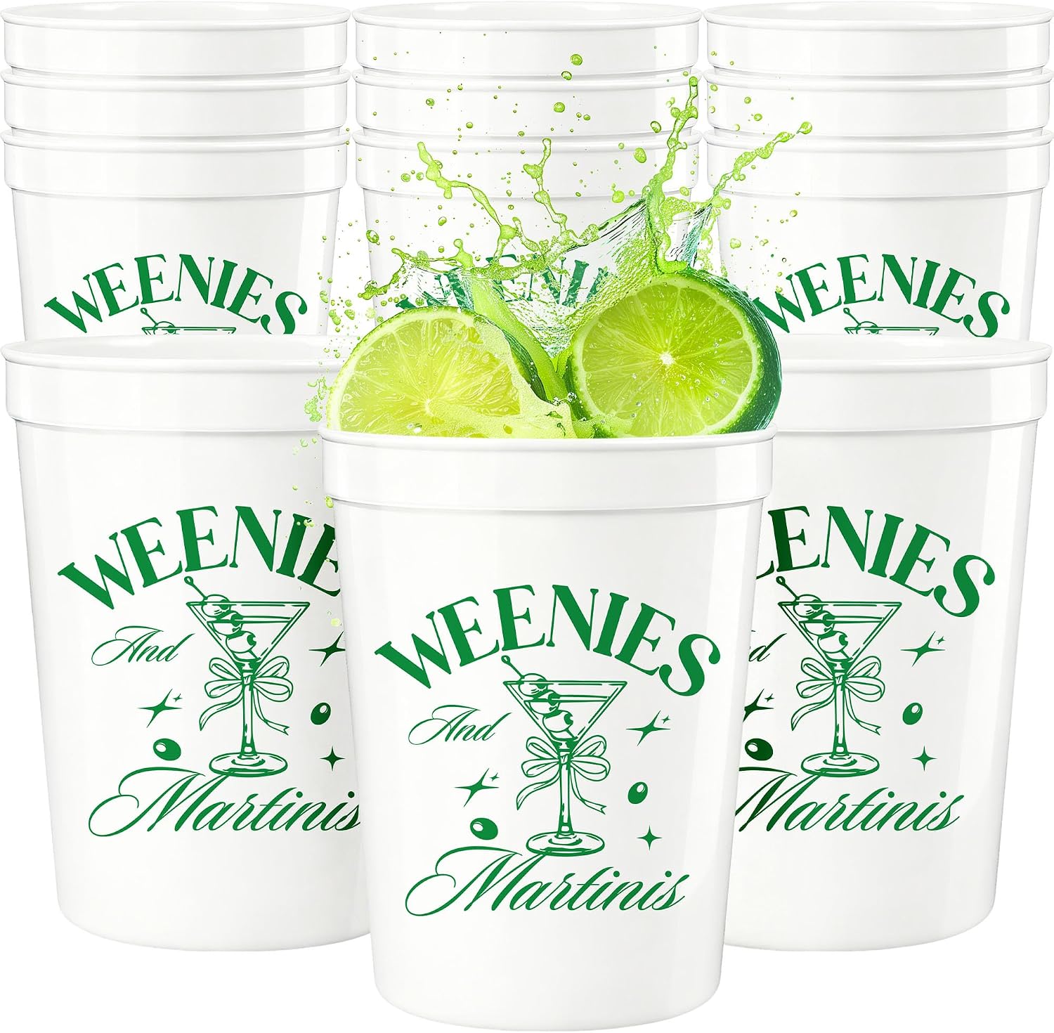 12PCS Weenies and Martinis Bachelorette Party Cups 16oz Weenies and Tinies Party Decor Martini Themed Birthday Party Decorations Supplies