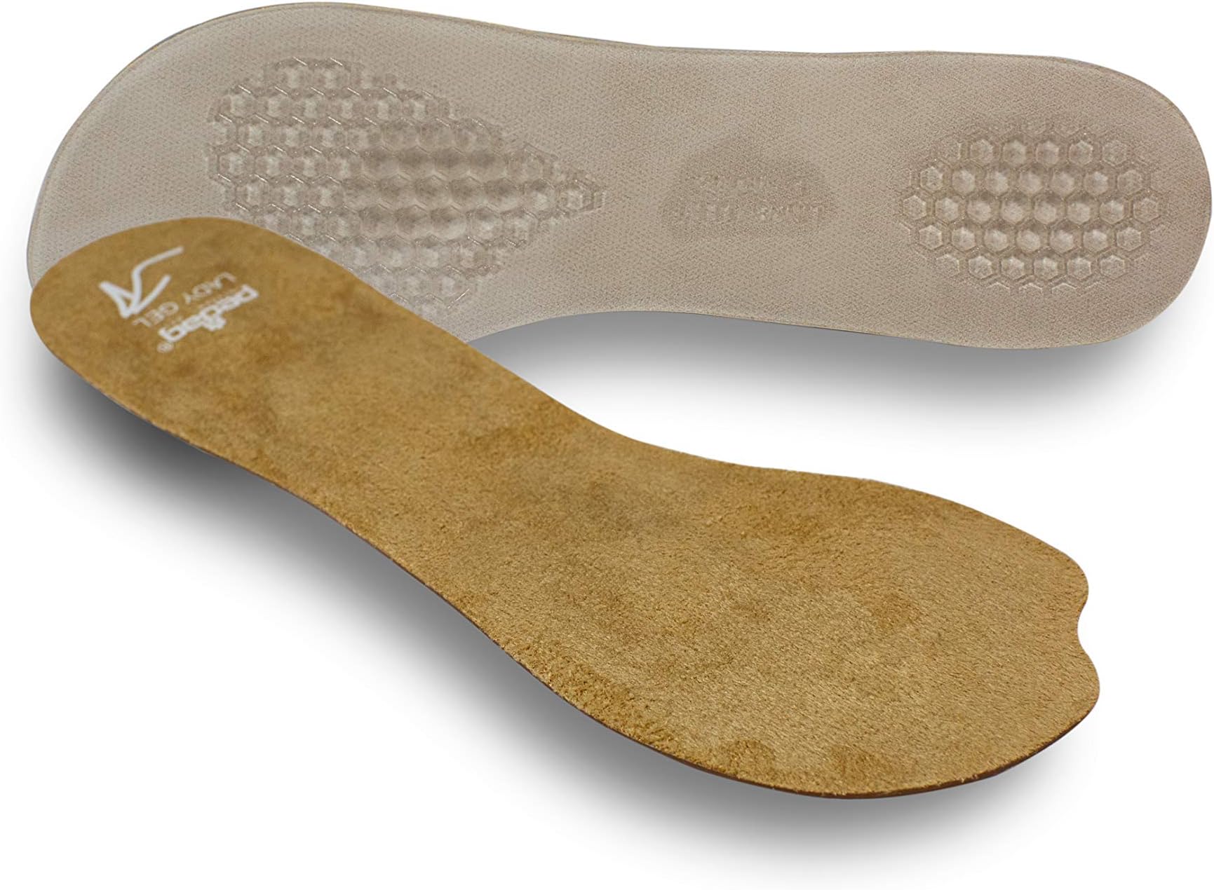 Pedag Lady Gel | Made in Germany | Ultra Thin Gel Insole for High Heels & Pumps | Metatarsal Pad | Heel Pad | Velour Top | Size Medium, US Women 8-10 / EU 38-40 | Tan | 1 Pair