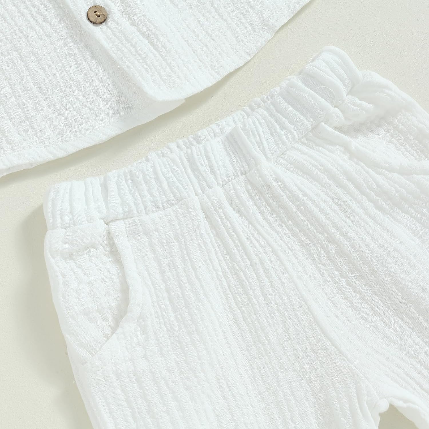 Gueuusu Toddler Boys Girls Linen Outfit Long Sleeve Button Up Shirt and Long Pants Set Holiday Baptism Photoshoot Outfit - Image 5