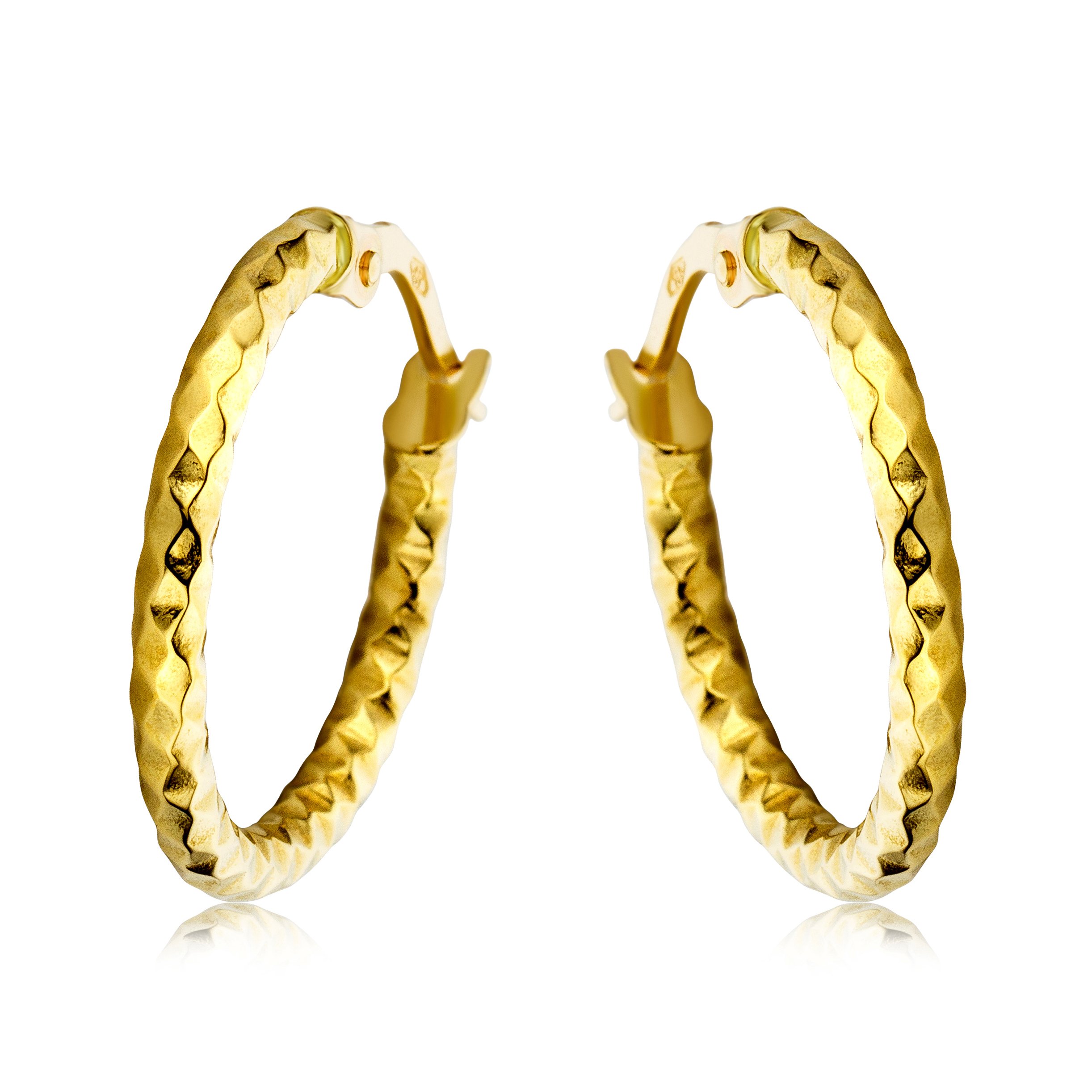MIORE Ohrringe Gold - 18 karat (750) Gelbgold – Creolen Gold 18.5mm, Hypoallergene Ohrringe Damen, Goldene Creolen mit Struktur, Schmuck Damen, Goldschmuck in Italien hergestellt- mit edler Schmuckbox