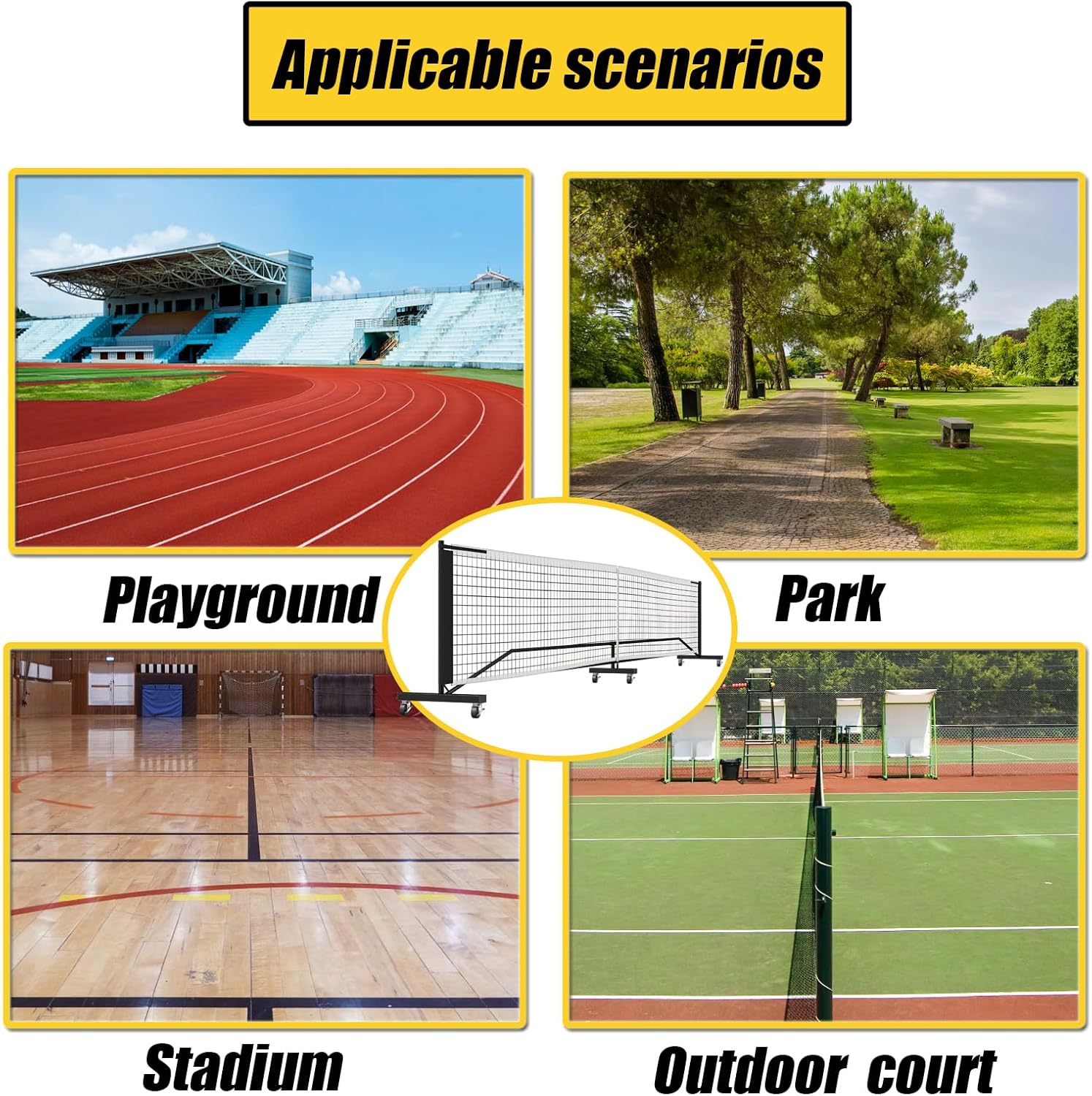 Portable Pickleball Net System, Pickle Ball Set with Wheels for Driveway, Indoor Steady Pickleball Stand with Carrying Bag for Backyards Outdoor, 22 FT USAPA Regulation Size