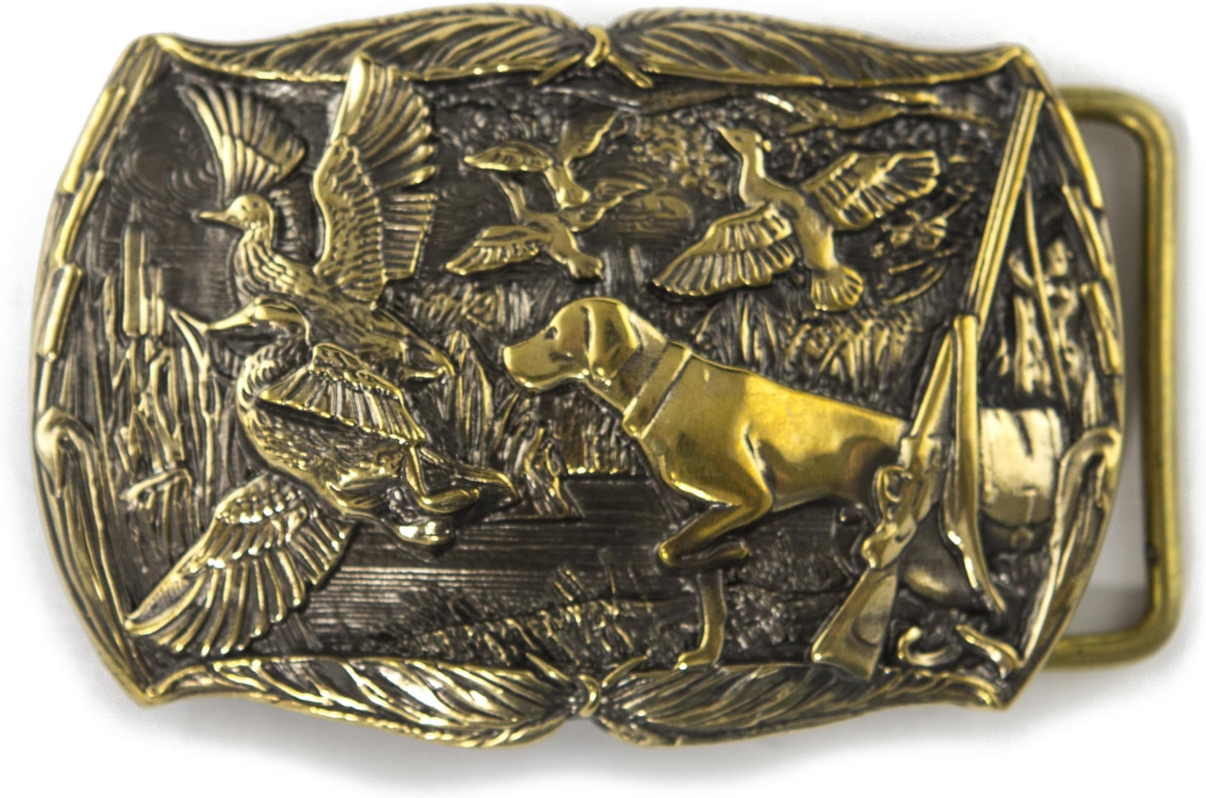 Belt Buckle Duck Hunting, Handmade hunter trophy solid brass belt buckle duck hunting season