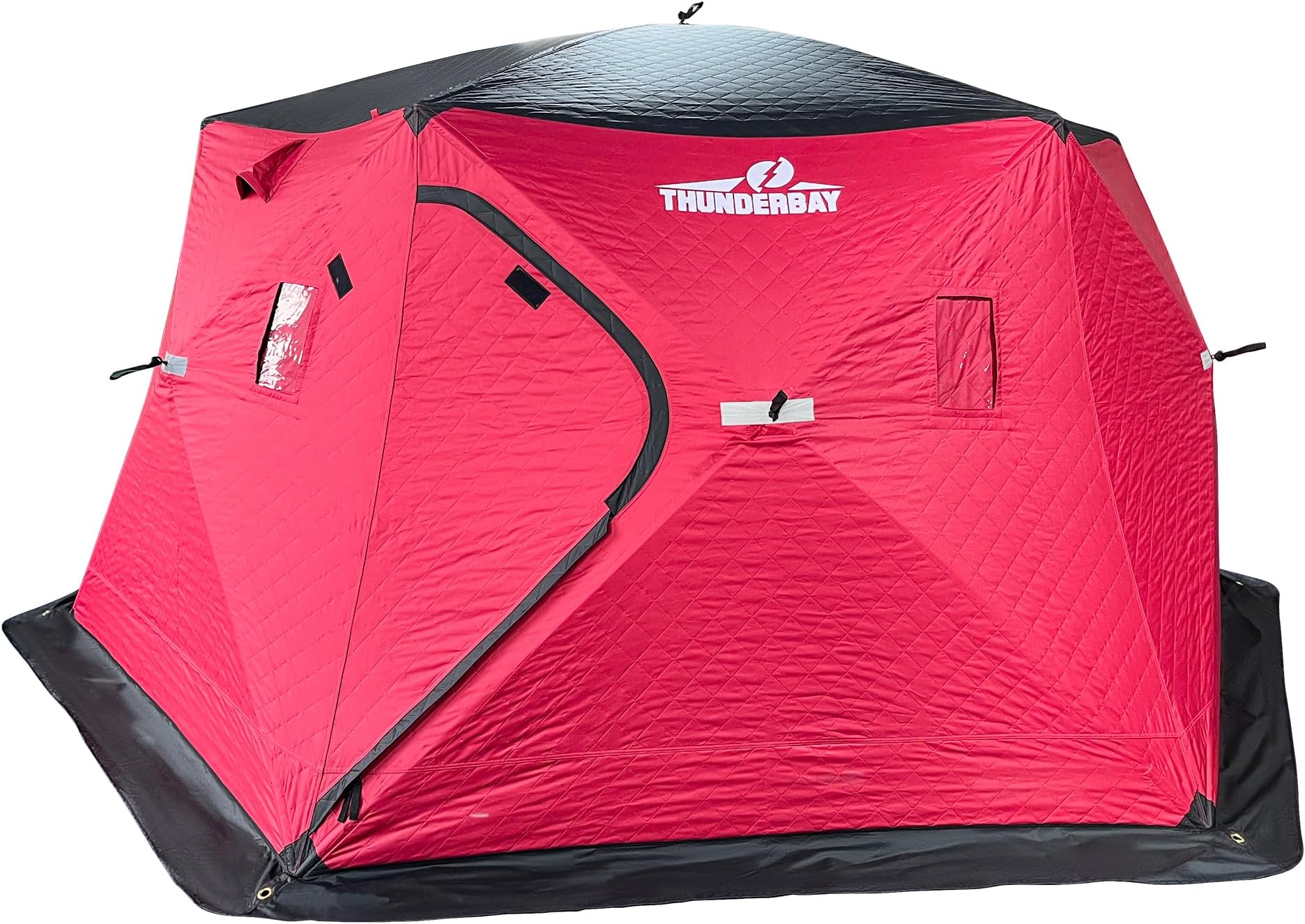 Nordic Legend Hex-Hub 8 Man Portable Thermal Ice Shelter, 112 Square Feet of Fishable Area, Portable 8 Person Wide Bottom Insulated Ice Shelter