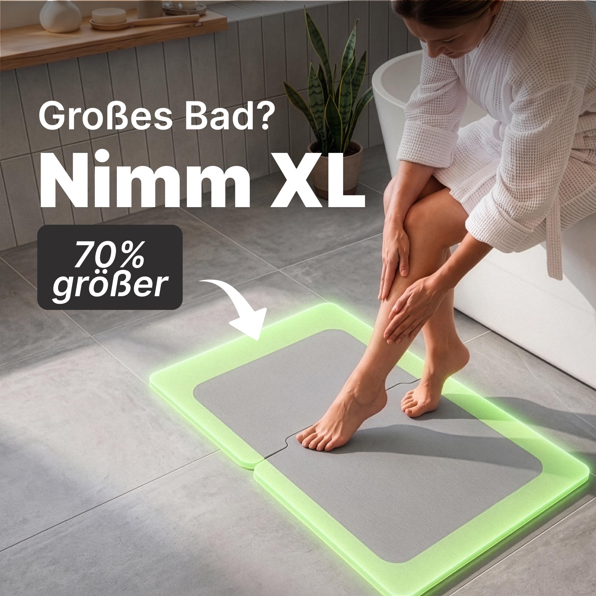 Minismus Badematte Stein 60x40cm - Diatomite Stone Bath Mat - Steinmatte Badezimmer - Stein Kieselgur - Duschvorleger Schnelltrocknend - Duschmatte