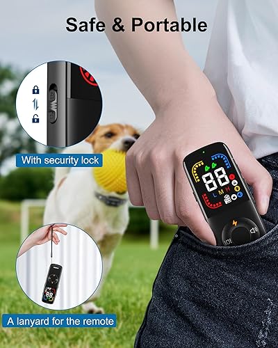 Miniatura 6 de Collar de choque para perro, collar de entrenamiento para perros de 4000 pies con pantalla remota a color, collar eléctrico impermeable IPX7 con 4