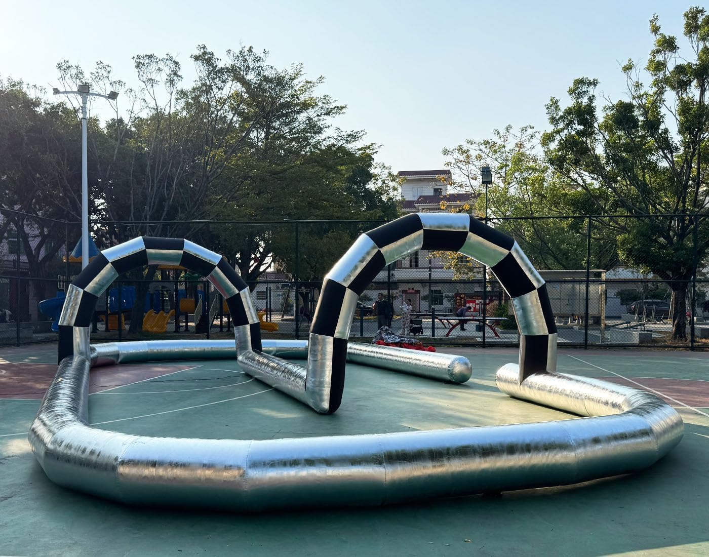 Outdoor Riding Toys Bumper Car Zorb Ball Racing Court Inflatable Go Kart Race Track Inflatable Didi Car Race Track Sport Game Air Racing Happy Hopper Circuit for Birthday Party and Event