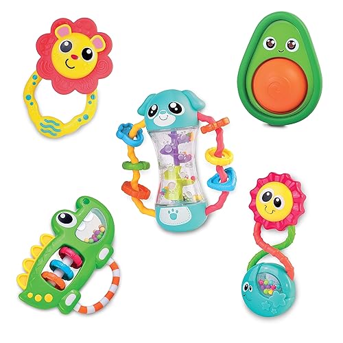 HAP-P-KID Juego de sonajeros para bebé, sonajero sensorial para bebés, sonajero mordedor, desarrollo recién nacido, primer aprendizaje, regalos de