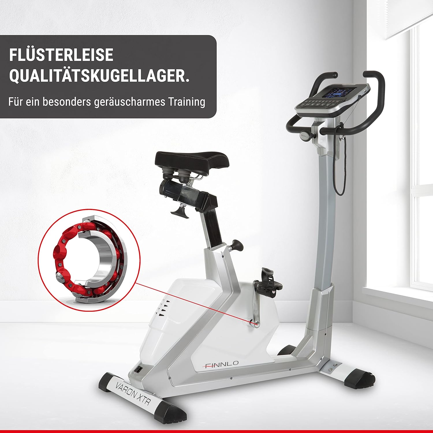 Diagram showing quiet quality ball bearings in the HAMMER Finnlo Varon XTR BT Ergometer