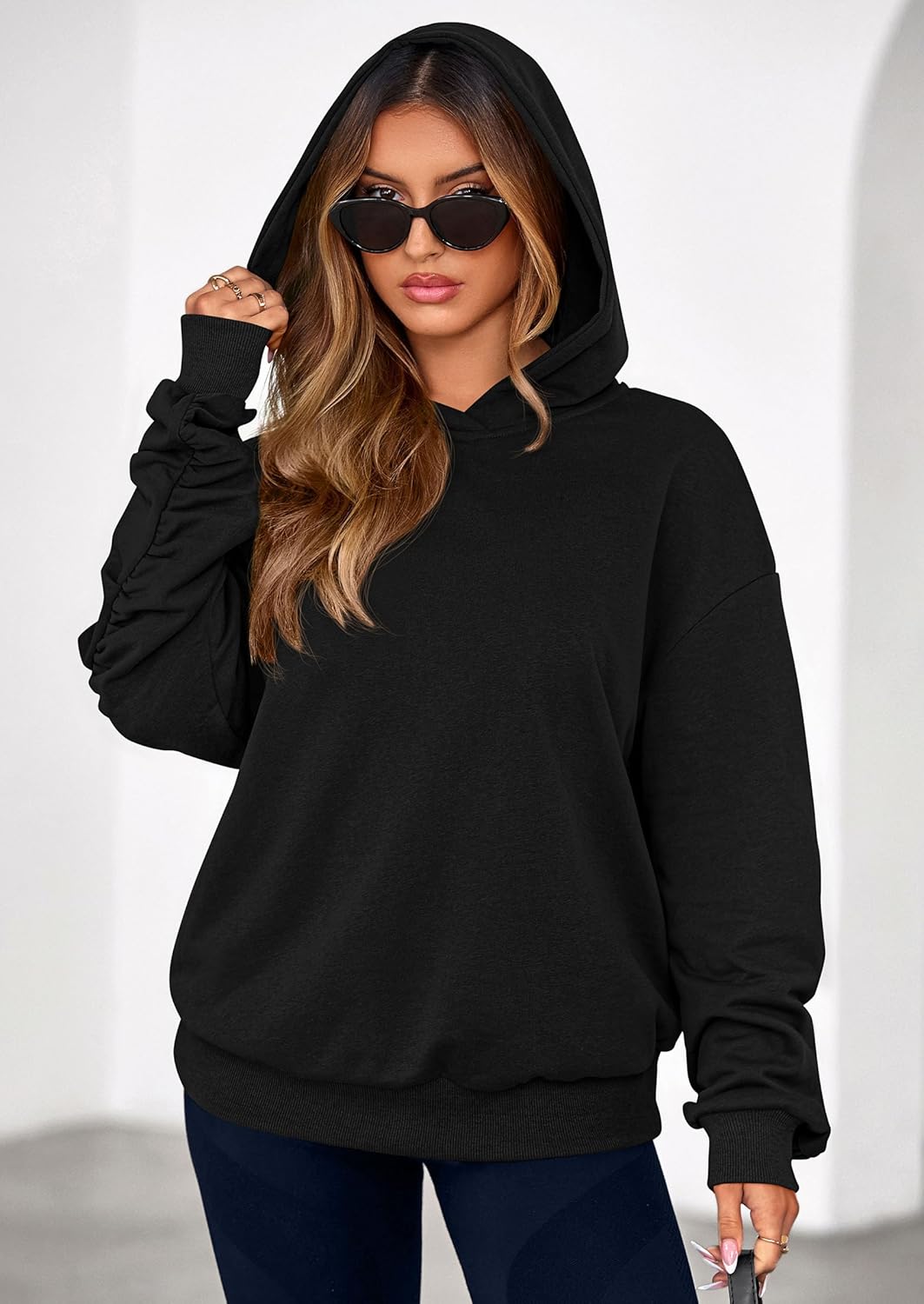PRETTYGARDEN Hoodies for Women Oversized Pullover Sweatshirts Ruched Long Sleeve Casual Tops Spring Fall Fashion Y2K Clothes - Image 4