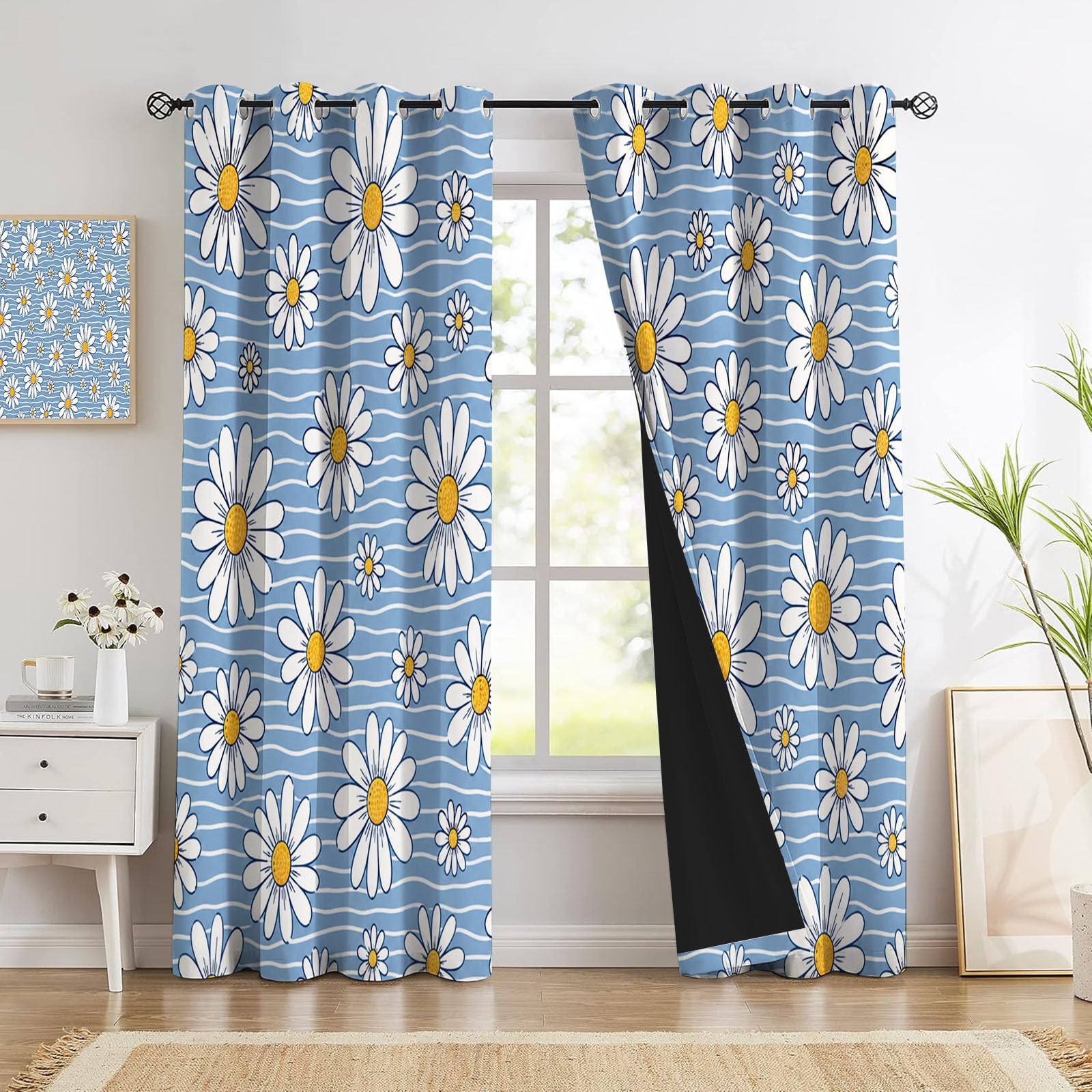 Rideau thermique occultant pour chambre lot de 2 isolants anti-froid à motifs fleurs 140x260