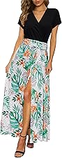 [null] Newshows Women Summer 2025 Maxi Dress Vacation Floral Spaghetti Strap Spring Casual Boho Split Beach Long Flowy Sundress