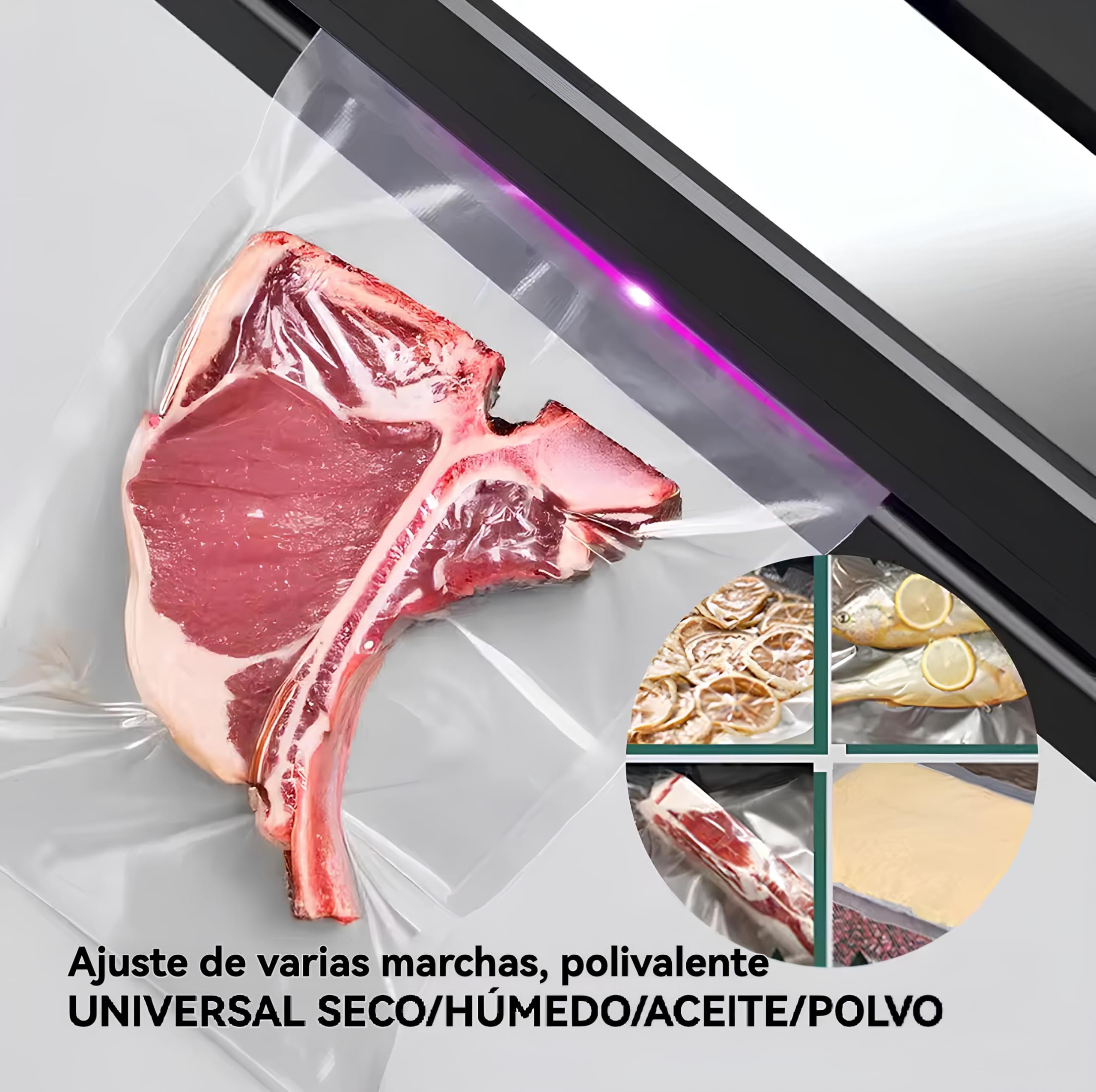 Envasadora al Vacío Doméstica Profesional - Selladora de Alimentos con Succión 80Kpa y 5 Modos para Conservación Óptima de Comida Fresca — view 7