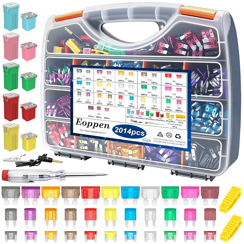 Kit de fusíveis automotivos Eoppen com extratores e testadores de circuito – 2014 peças