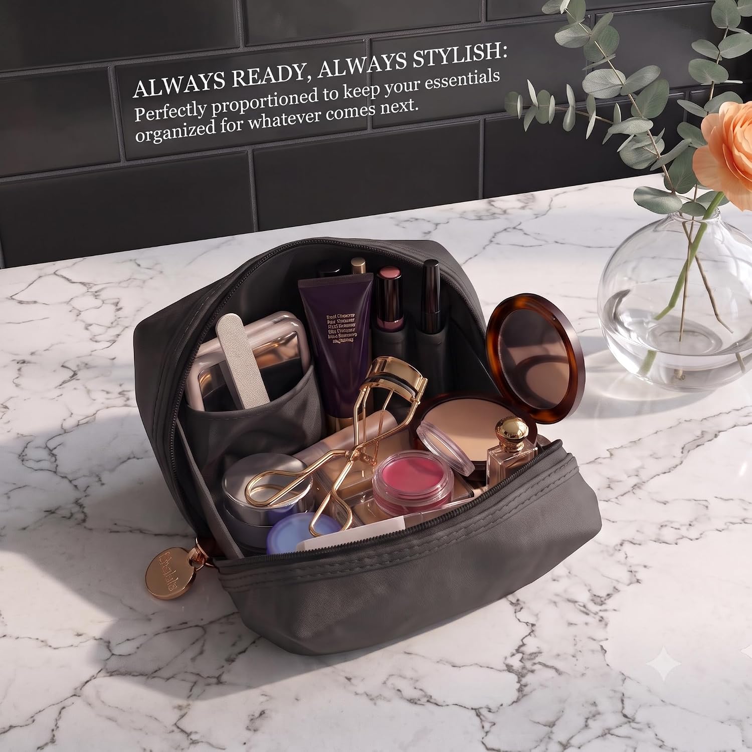 Makeup Bag for Women, Travel Cosmetic Organizer, Waterproof Toiletry Pouch