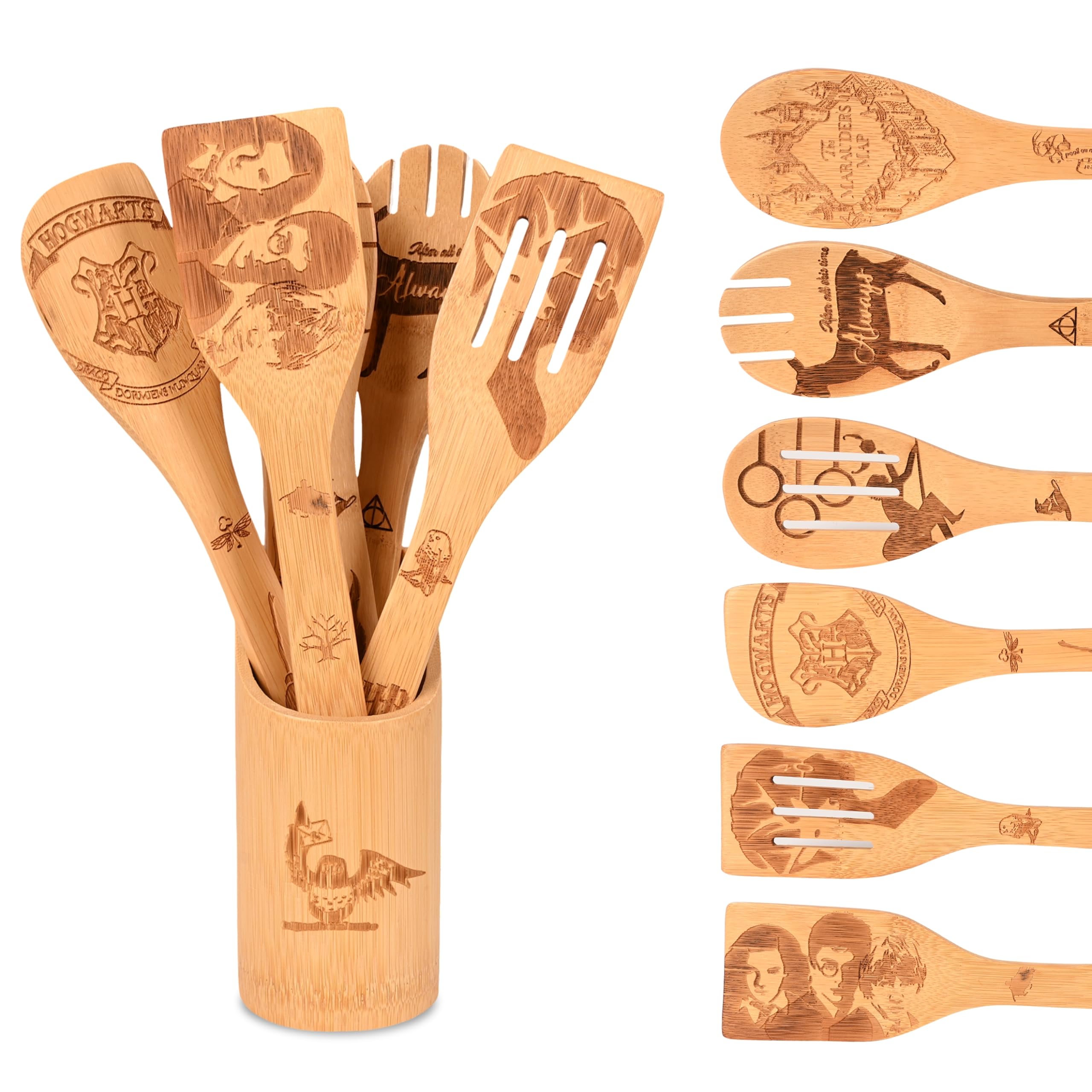 7PCS Gifts for Women Kitchen Accessories Wooden Spoons for Cooking Utensils Set 7pcs Magic Spoon for Housewarming-Wooden Spatula for Birthday Gift