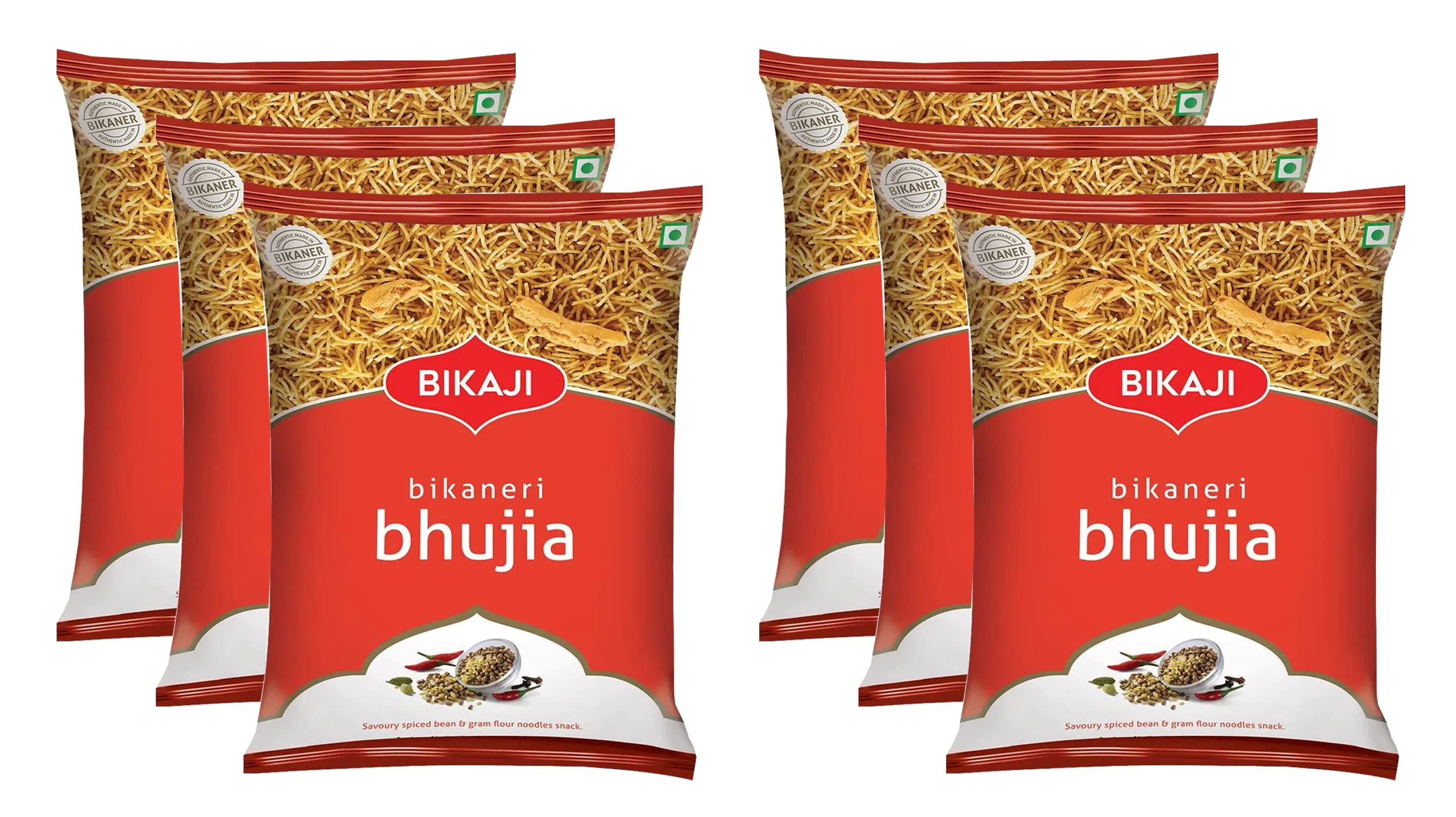 Bhujia Snack 200g - Aslee Bikaneri Namkeen Anytime Snack Pouch - Traditional Indian Salty Savoury Crunchy, Crispy Snack (Pack of 6)