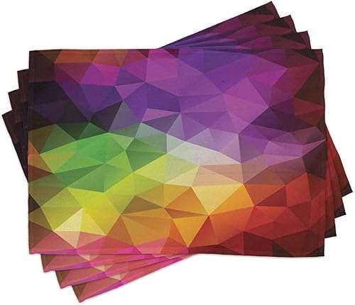 Miniatura 423 de Ambesonne Juego de 4 manteles individuales amarillos y azules, diseño de flores de primavera, flores vibrantes, manteles individuales de tela Azul