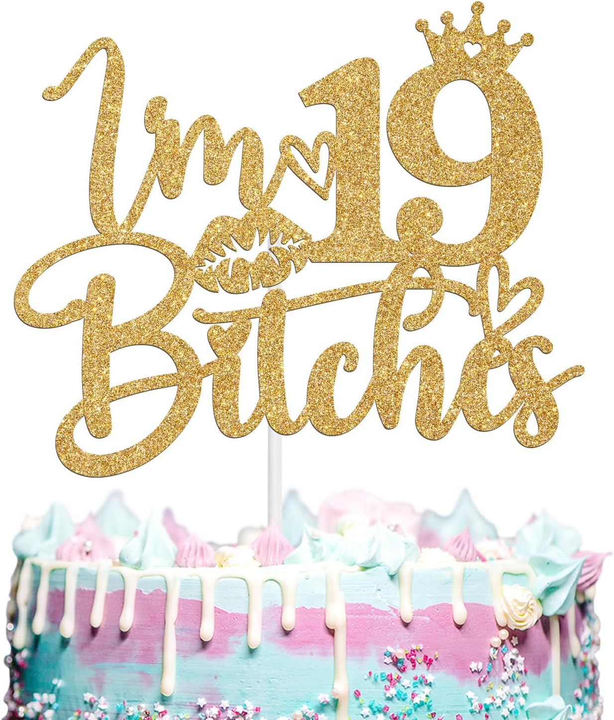 Amazon.com: Aeryourtar I'm 19 B*tches Cake Topper, Happy 19th Birthday ...