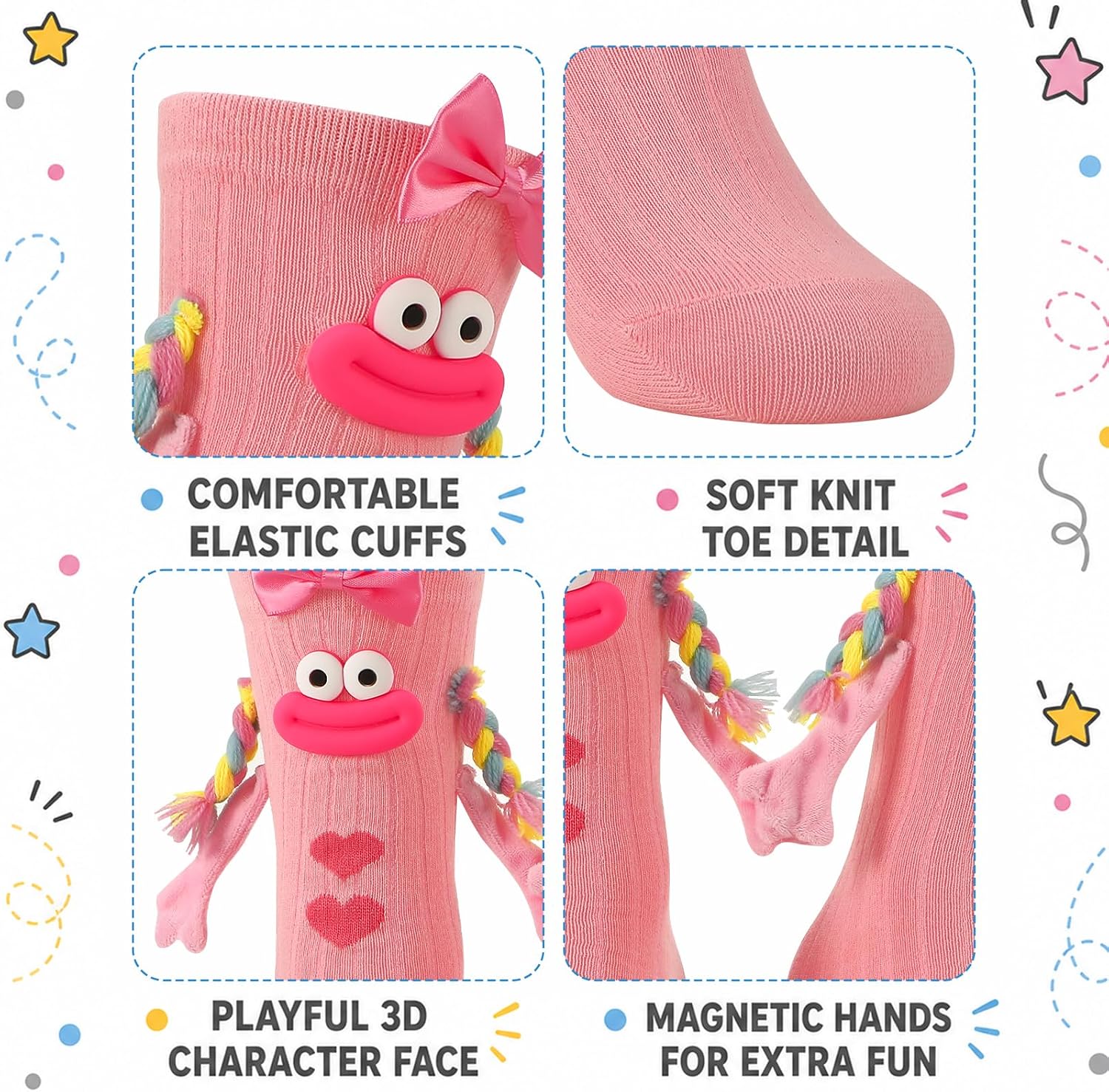 Crazy Socks for Kids, Funny Novelty Silly Braid Hair Socks for Boys Girls