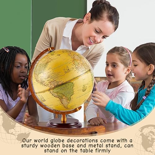 Miniatura 6 de Amylove Globo del mundo iluminado de 13 pulgadas para adultos, rotación de 720360, globo iluminado regrabable con soporte mapa del mundo para luz de